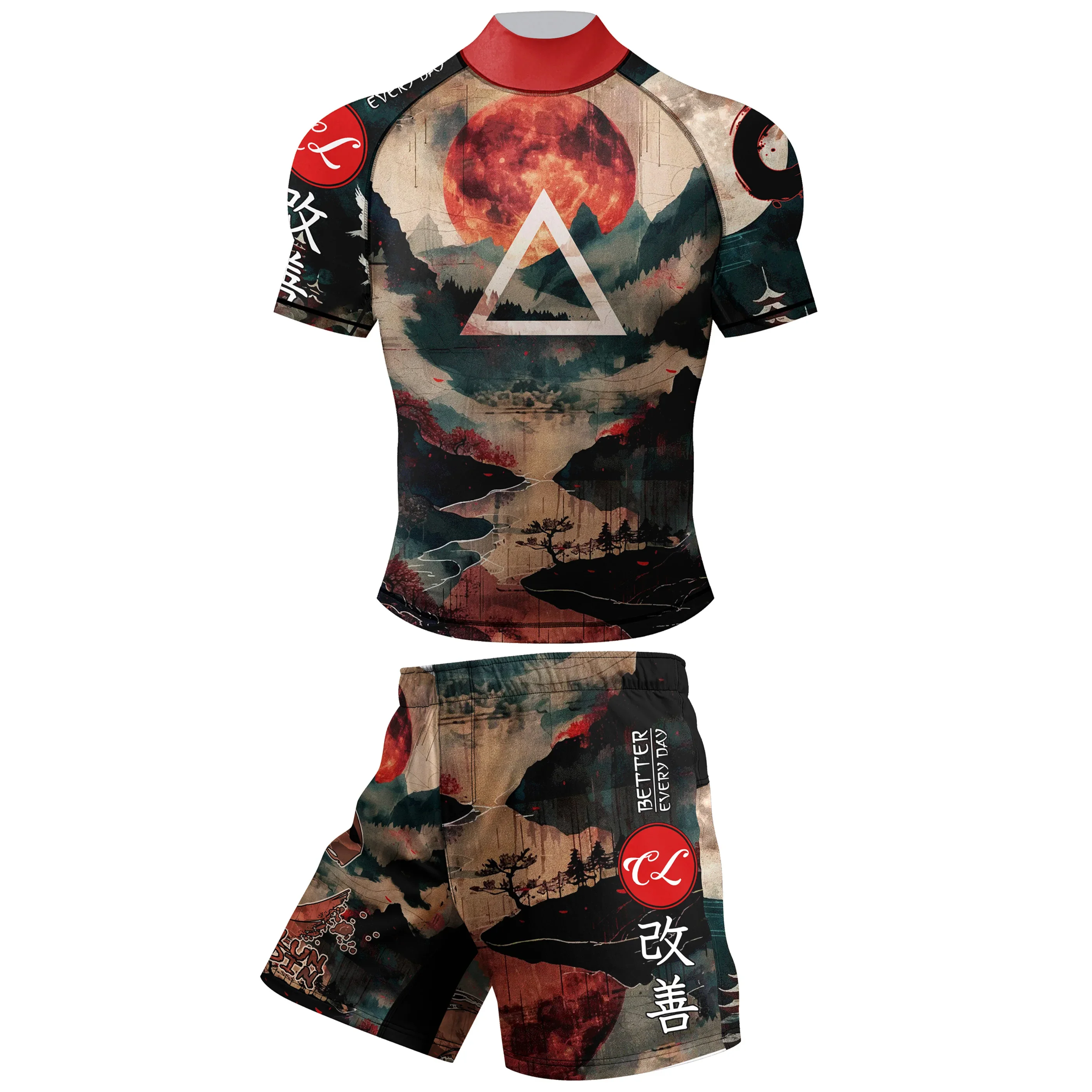 Férfiak MMA ökölvívó állítsa sportwear muay Thai jiu jitsu rashguard Futóverseny Tréning Felsőruha Használhatóság Begyakorlás edzőterem Öltözés Sportág Angol kosztüm