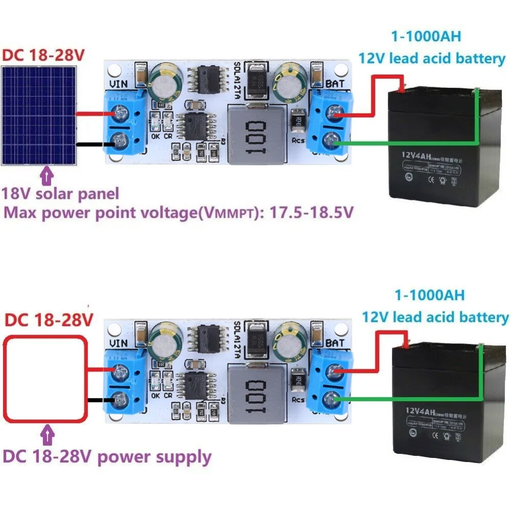 SDLA12TA Solar Controller Module for 12V 1-1000AH Lead Acid Battery MPPT Technology MPPT Solar Controller