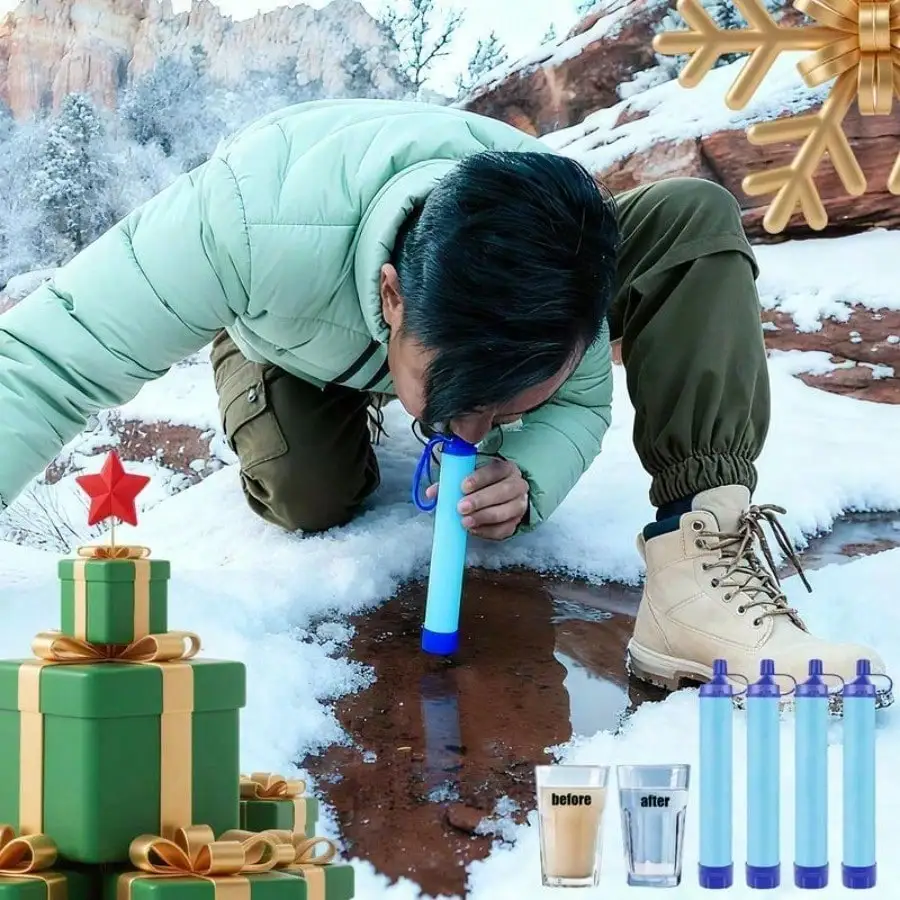 

1PC Outdoor Camping Portable Water Filter Straw, Emergency Water Filtration Wilderness Emergency Direct Drinking Water Purifier