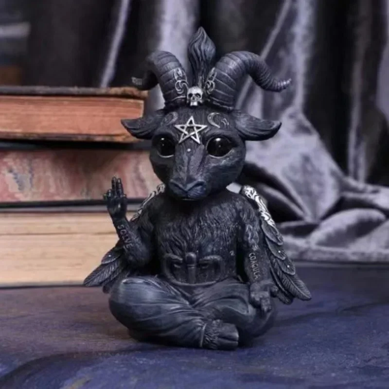 Baphomet Statue Goat Demon Figure Resin Sculpture Occult Altar Halloween Gothic Home Desk Decoration Satan Idol Ornament Gift