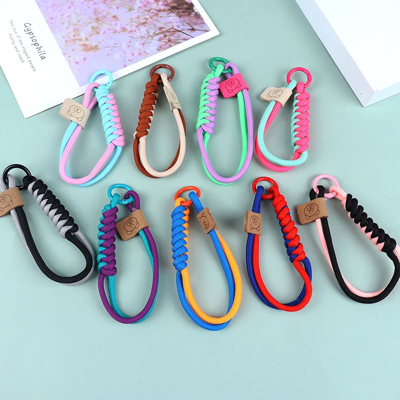 Cute Fashion Braid Mobile Phone Lanyard Anti-loss Short Wrist Band Pendant Multi-Purpose Phone Hanging Strap Candy Color Lanyard