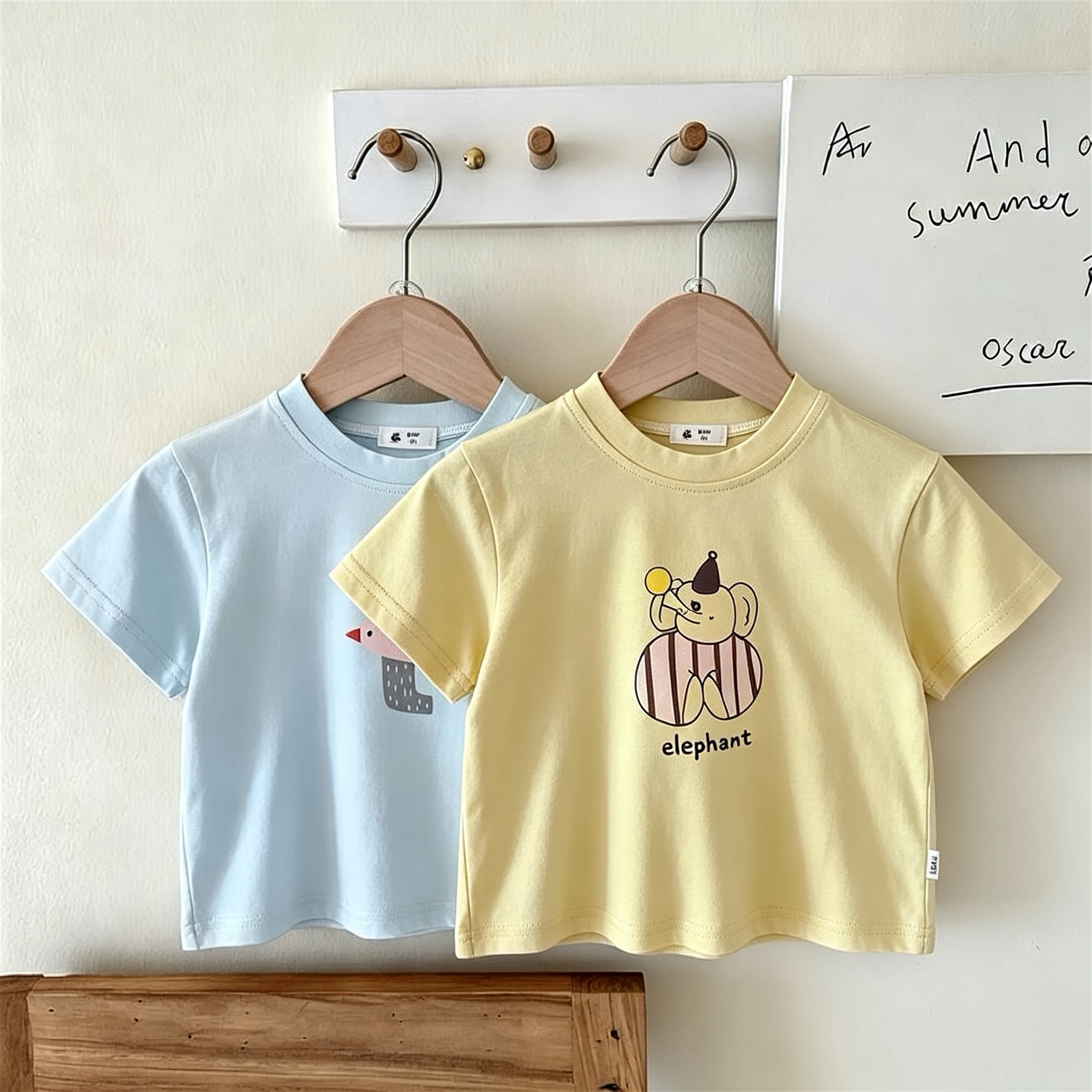 Boutique Children's Wear Tops T-shirt Printed Cartoon Short Sleeve Tees Fashion Casual Girls Boys Tshirts Round Collar T Shirt