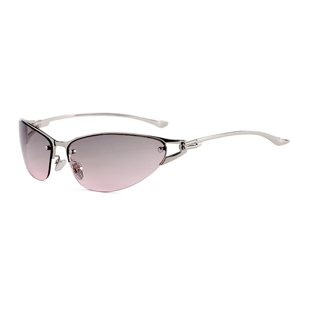 SHAUNA Neue Y2K Metall-Halbrahmen-Cat-Eye-Sonnenbrille für Damen, UV400