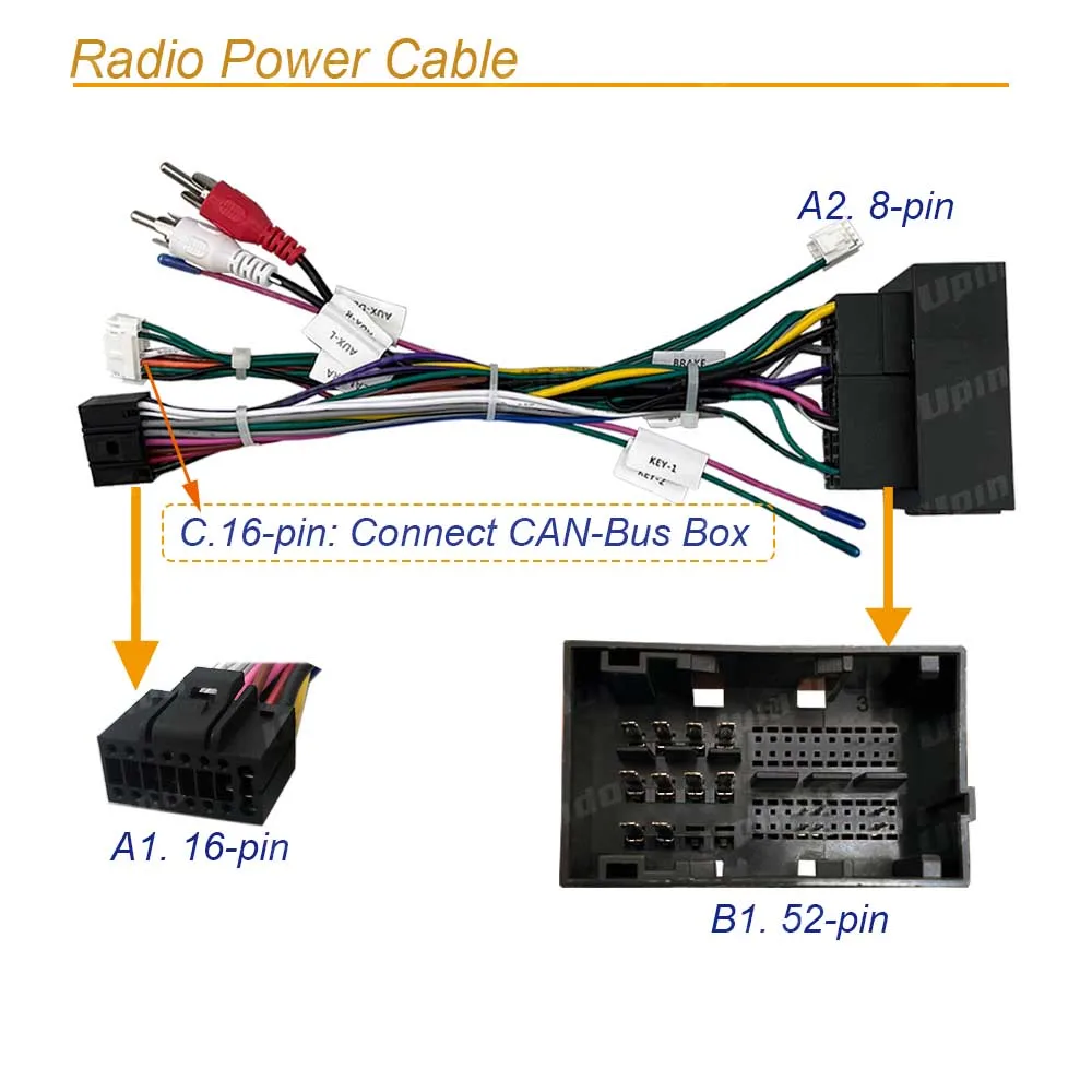 Car Android Radio Accessories Cable Connector Socket with CAN Bus Decoder Power Wiring Harness for Fiat Doblo 500 500L Ducato