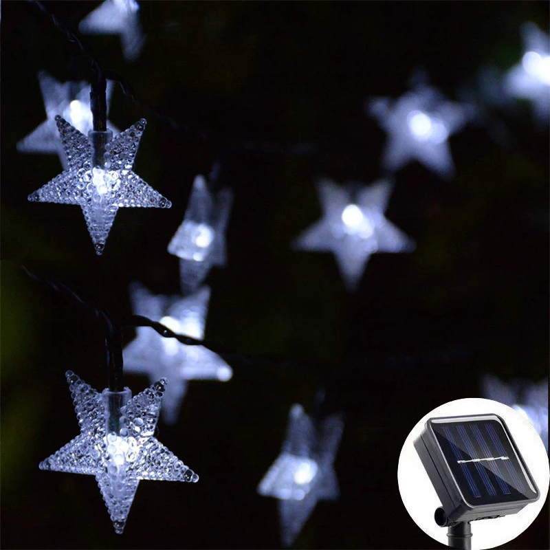 

5m/7m/12m Outdoor Solar Garland Lamp LED Star String Light for Garden Eid Mubarak Wedding Party Muslim Ramadan House Decoration