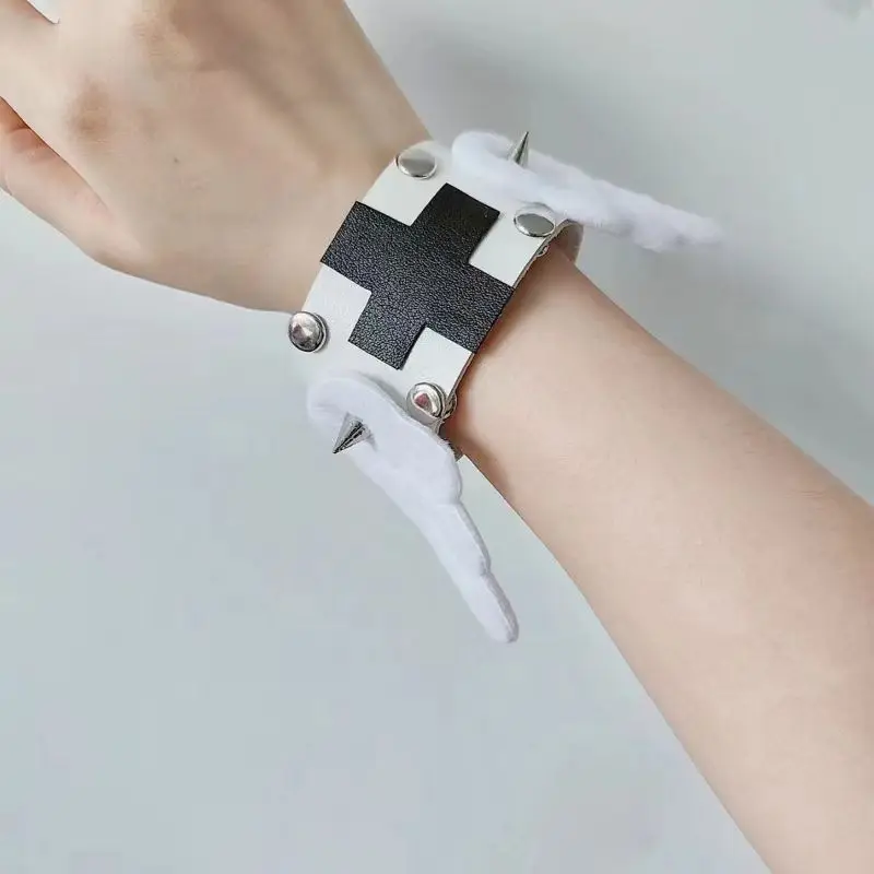 القوطية لوليتا Harajuku النساء ثقافة فرعية لطيف أجنحة الشرير سوار دبوس الشعر Y2K فتاة الأصلي الطبية الملاك الجناح غطاء الرأس