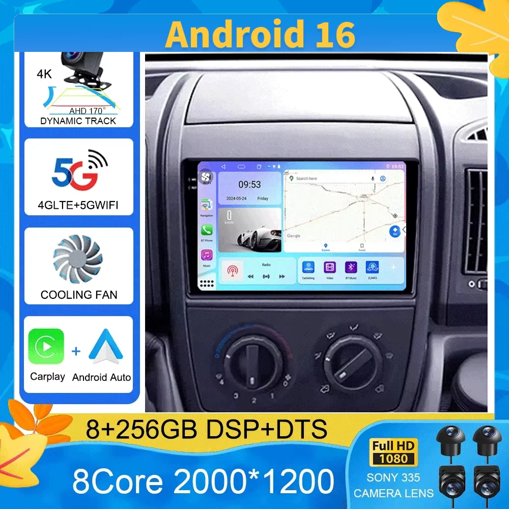 

Android 16 Car radio For Fiat Ducato 3 2006 - 2022 player Multimedia navigation stereo GPS