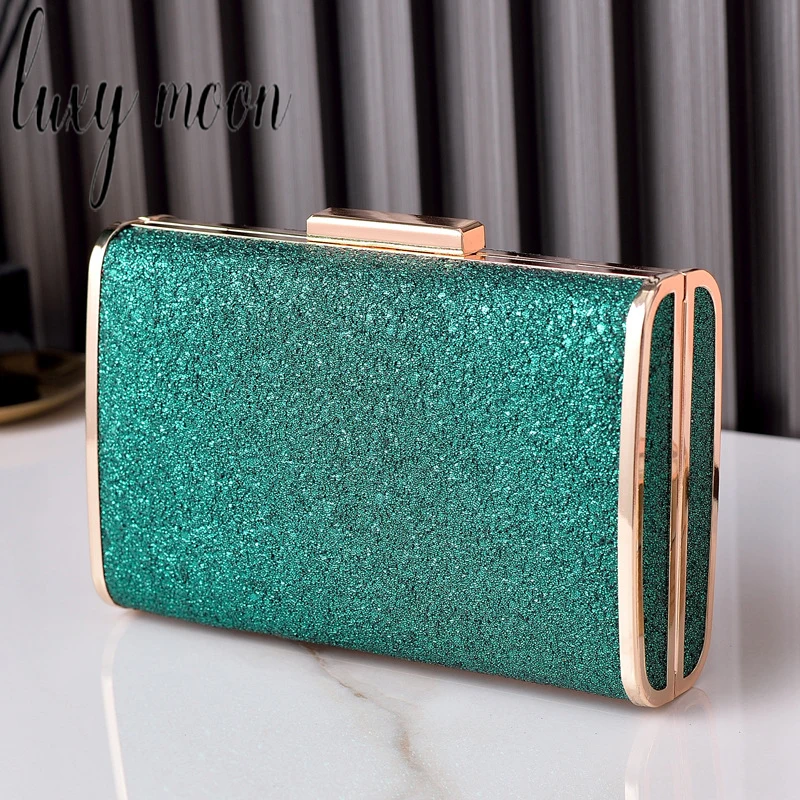 Luxy Moon Dress Party Handbags Women Green Shiny Clutch Purses Fashion Ladies Chain Evening Bags Z699