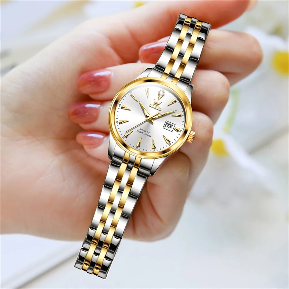 OLEVS Modische wasserdichte Quarz-Armbanduhren für Damen – Luxuriöse Golduhren als Geschenk für Damen