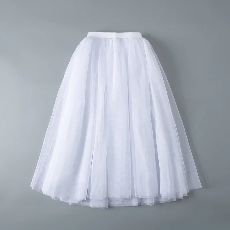 New Coming High Quality 3 Layers White Soft Dance Tulle Skirts Children Kids Girls Women Adult Half Long Ballet Tutu Skirt