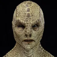 Halloween Reptile Snake Skin Mask with Neckline Creepy Devil Lizard Man Ghost Monster Full Head Latex Cosplay Props Adult Unisex