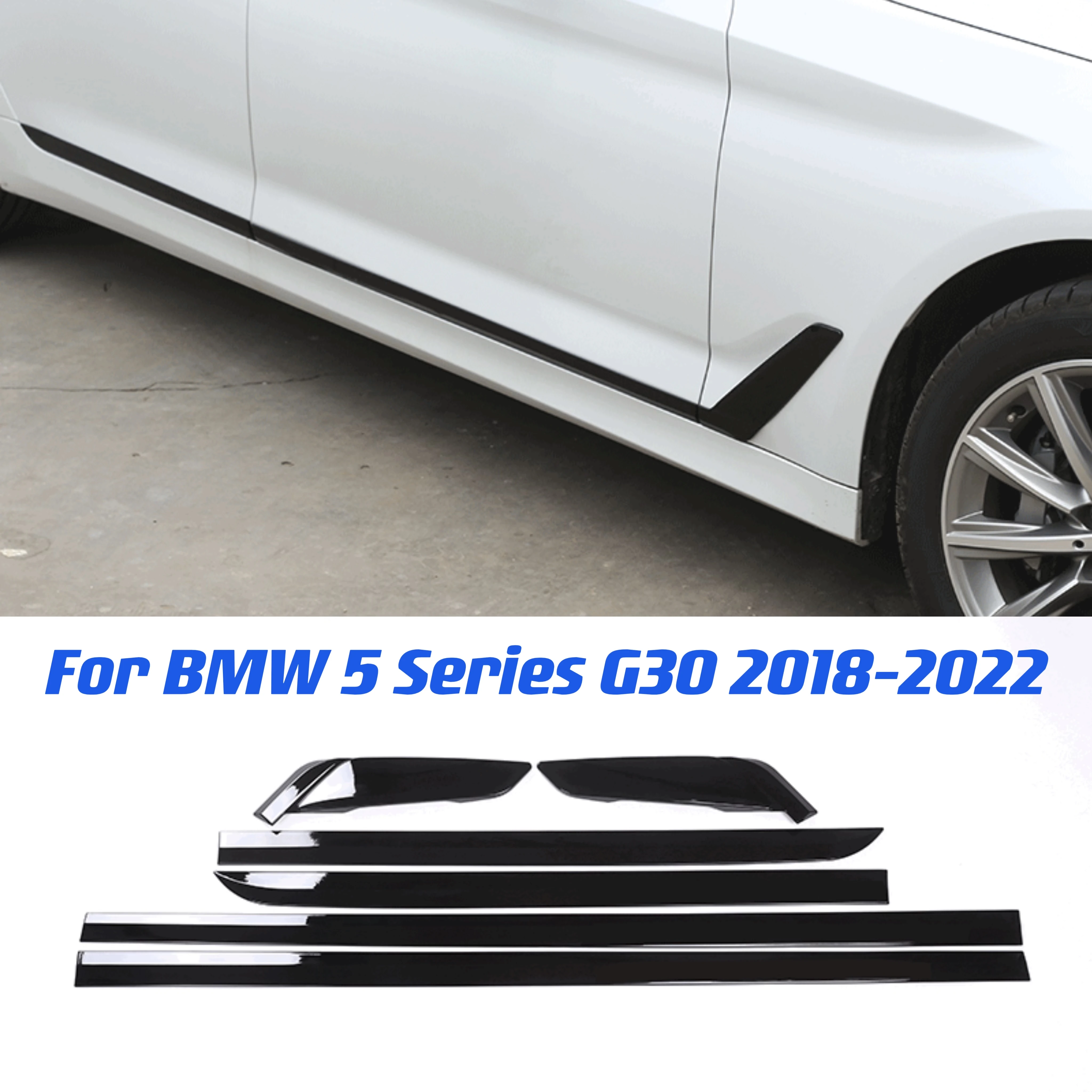 ABS 크롬 자동차 커버 보호 사이드 바디 문짝 장식 스트립 트림 스티커 액세서리, BMW 5 시리즈 G30 2018-2022 용, 6 개 