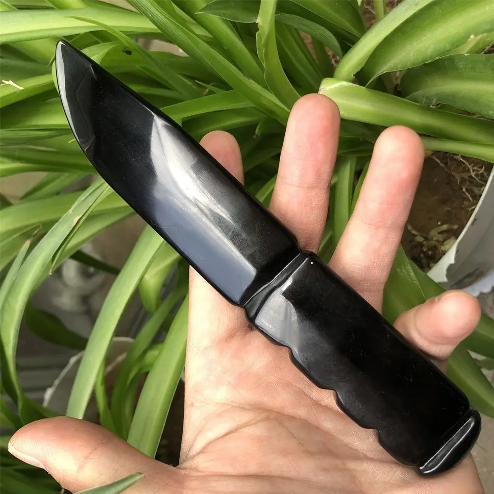 Natural Obsidian Dagger Healing Crystal Protection Stone Handmade Knife Men Gifts Magic Talisman Sword Witch Supplies Ornaments