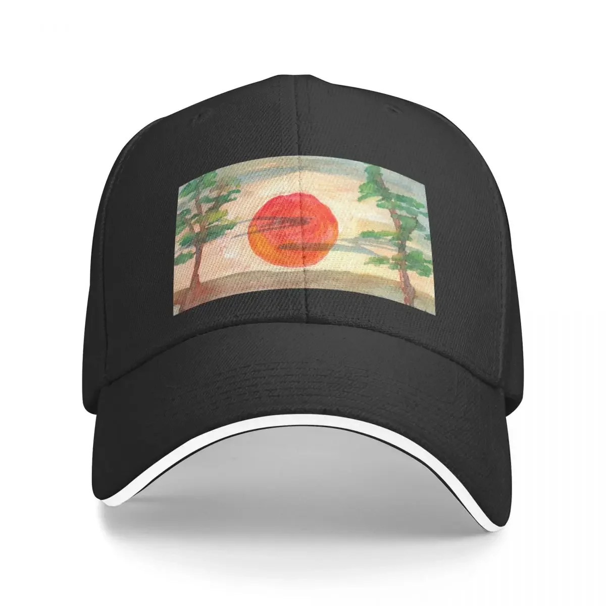 

Sunset with Trees in Watercolor Baseball Cap Golf Hat Man black Anime Hat Big Size Hat Girl'S Hats Men's