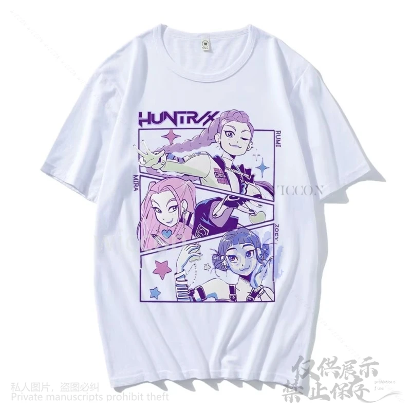 

Anime Huntrix Rumi Mira Zoey Cosplay Kpop Demon Girls Power Korea Groups Kawaii Cute Cartoon Comfort Colors Tshirt Halloween Cos