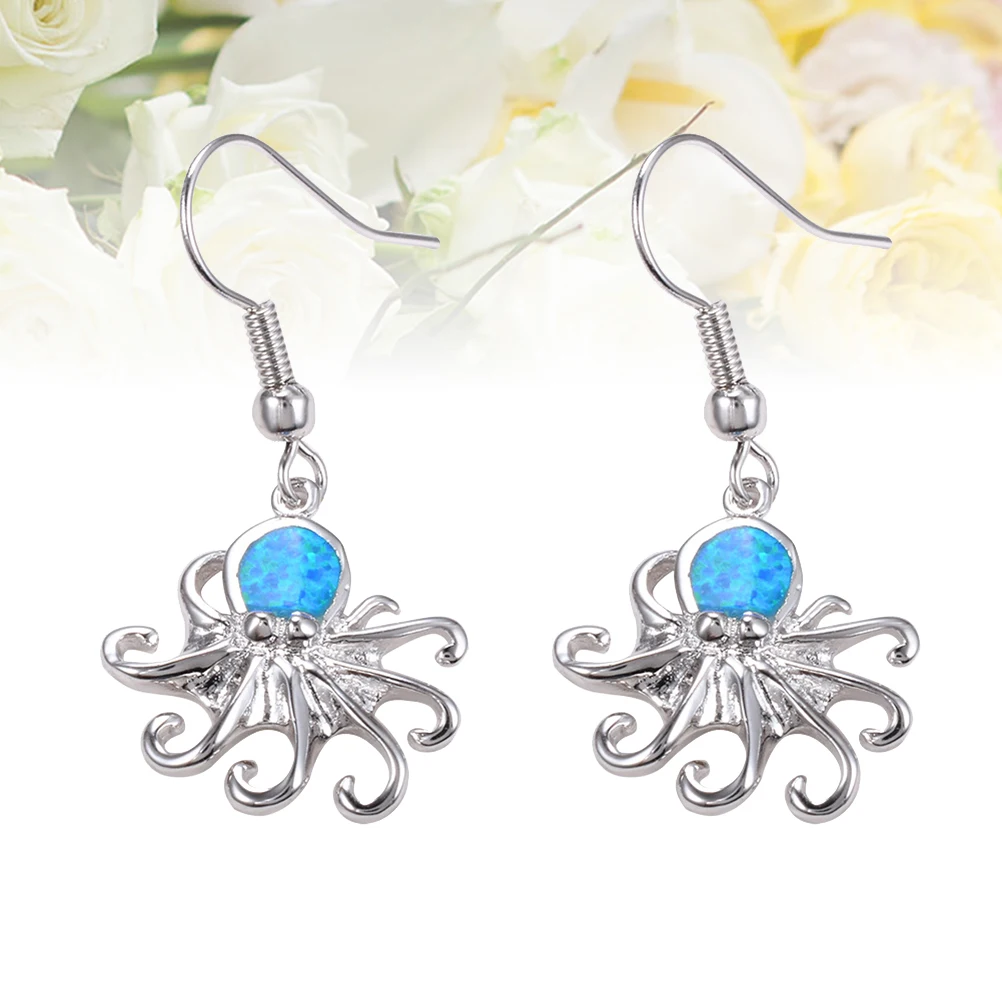 

1Pair Squid Shaped Earrings Creative Design Lightweight Rust Resistant Elegant Jewelry for Women Party Wedding Gift