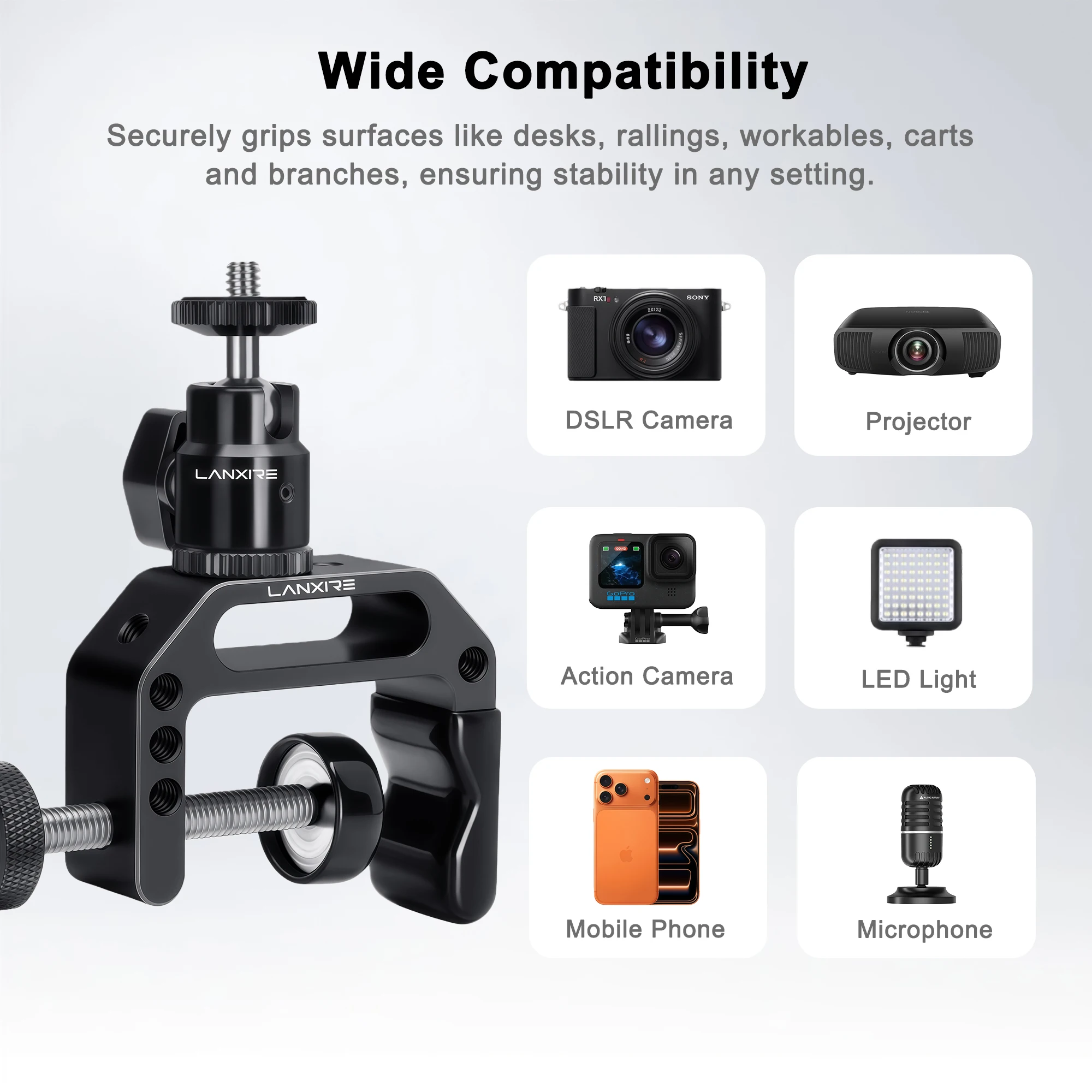 Lanxire C Clamp Camera Mount Clamp with 1/4\