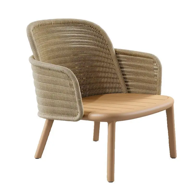 

Nordic outdoor round coffee table teak sofa rope woven small apartment room