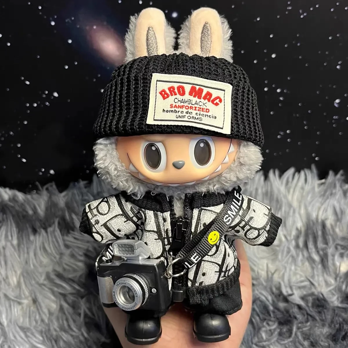 2025 pour Labubu Hip Hop marque à la mode vêtements Cool vinyle poupée 17 cm V1 V3 bricolage vêtements accessoires jouets cadeaux décoration pendentif ensemble