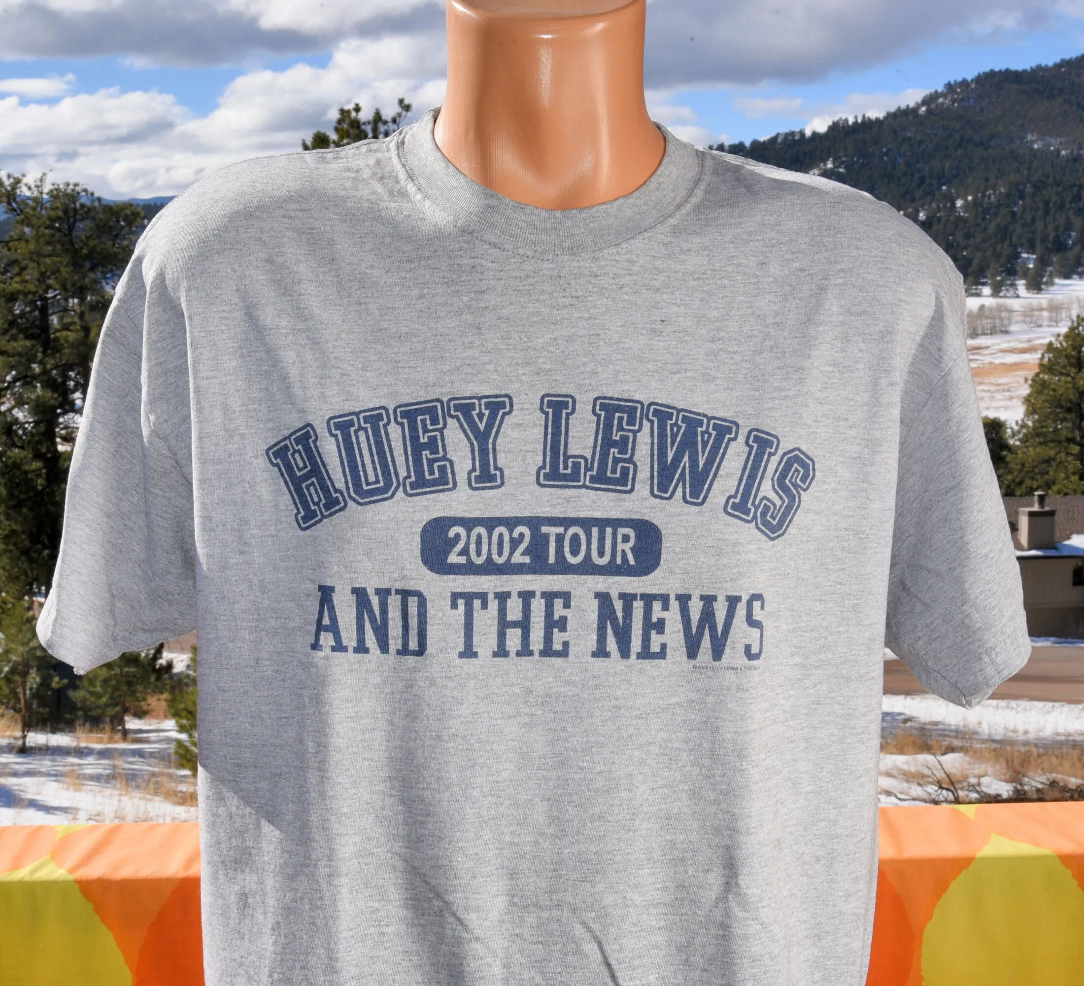 vintage 00s t shirt HUEY LEWIS news tour concert music tee Large 2002