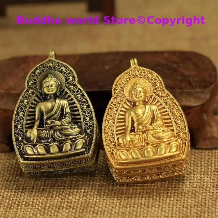 Asia Thailand Buddhist pocket travel efficacious Mascot safe good luck Sakyamuni Buddha Amulet Buddhist copper Pendant Kawu box