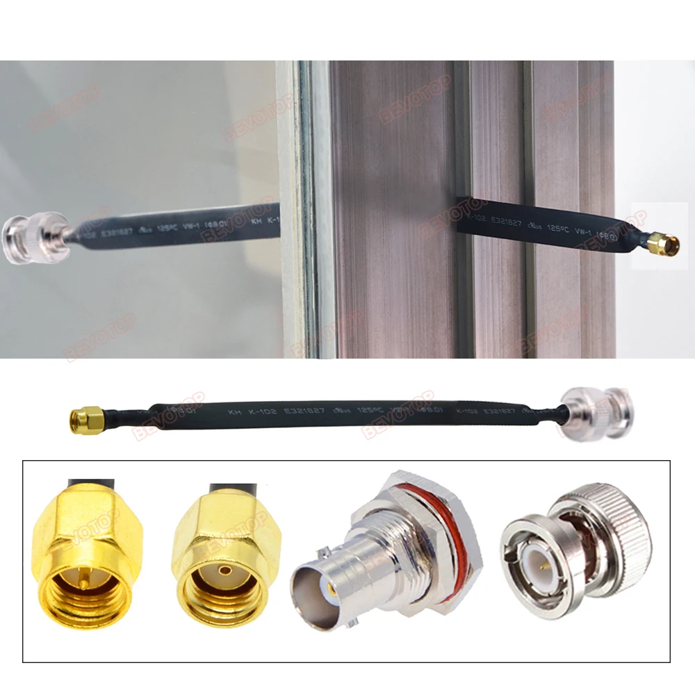 

New BNC Male to SMA Male Plug Adapter Door/Window Flat Cable RF Coaxial Cable 50Ohm Pigtail LTE Antenna Extension Jumper Cord