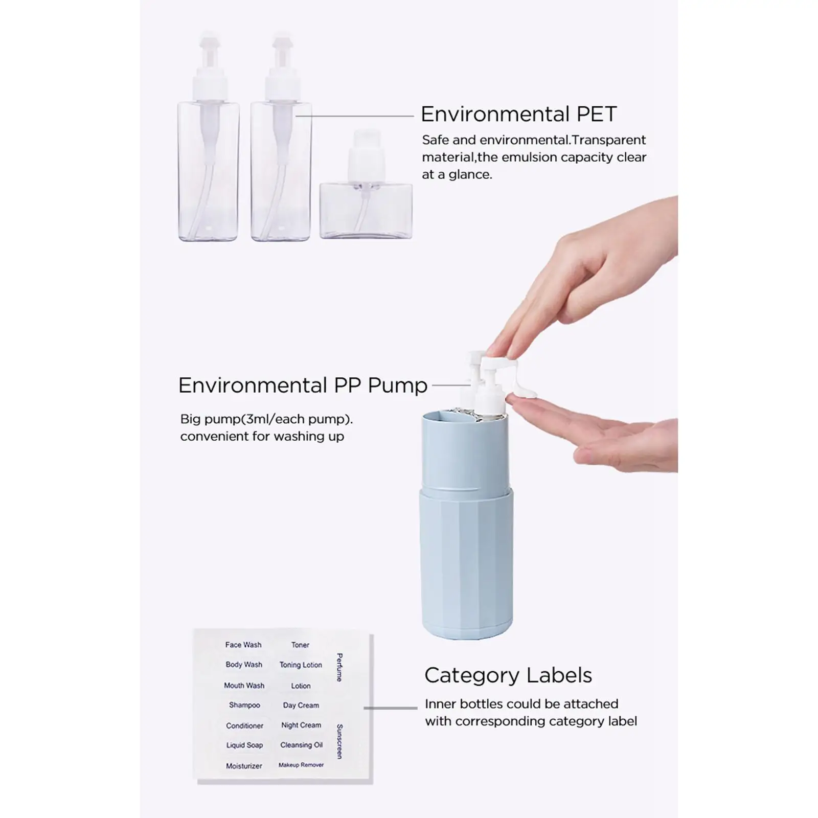 Travel Toothbrush Toothpaste Holder Storage Case with 3 Detachable Bottles for Shampoo Lotion Camping Hotel Use