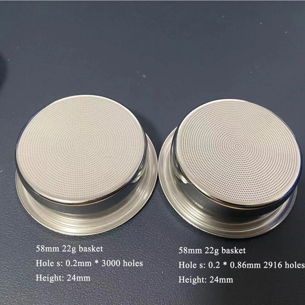 58mm 에스프레소 필터 바구니 0.2mm * 2200- 3000 고밀도 구멍 필터 에스프레소 Portafilter 커피 기계 용 22g 커피 바구니