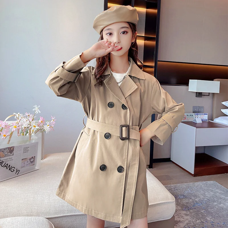 

Girls Windbreak Coat Overcoat Jacket Outerwear 2024 Lovable Spring Autumn Cotton School Outdoor Teenagers Children's Clothing