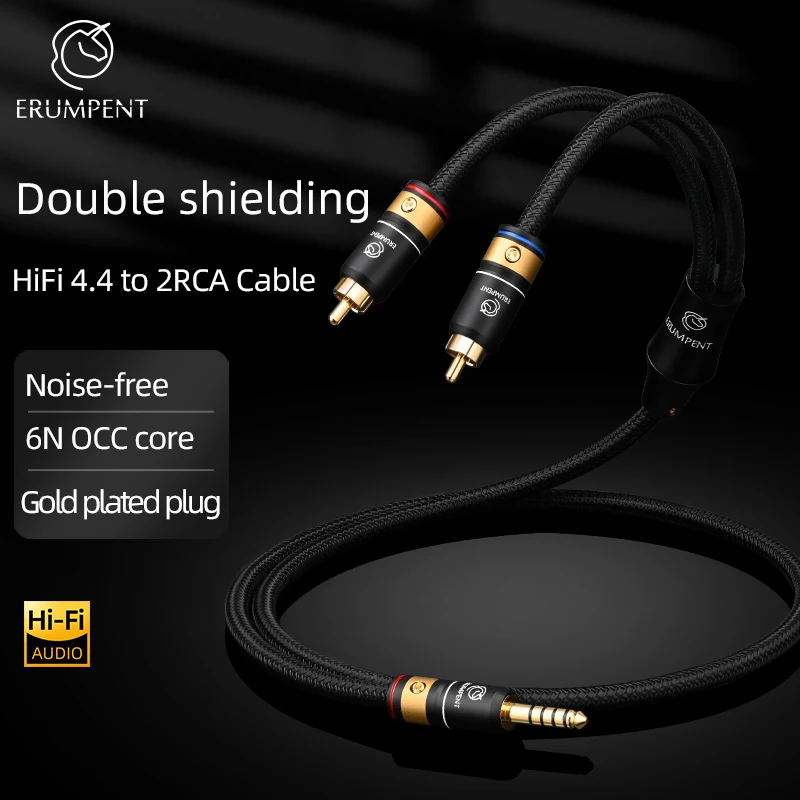 Kabel Audio 4.4mm do 2RCA wysokiej jakości 6N OCC rdzeń 4.4 Jack do 2RCA do wzmacniacza zestaw słuchawkowy z głośnikiem