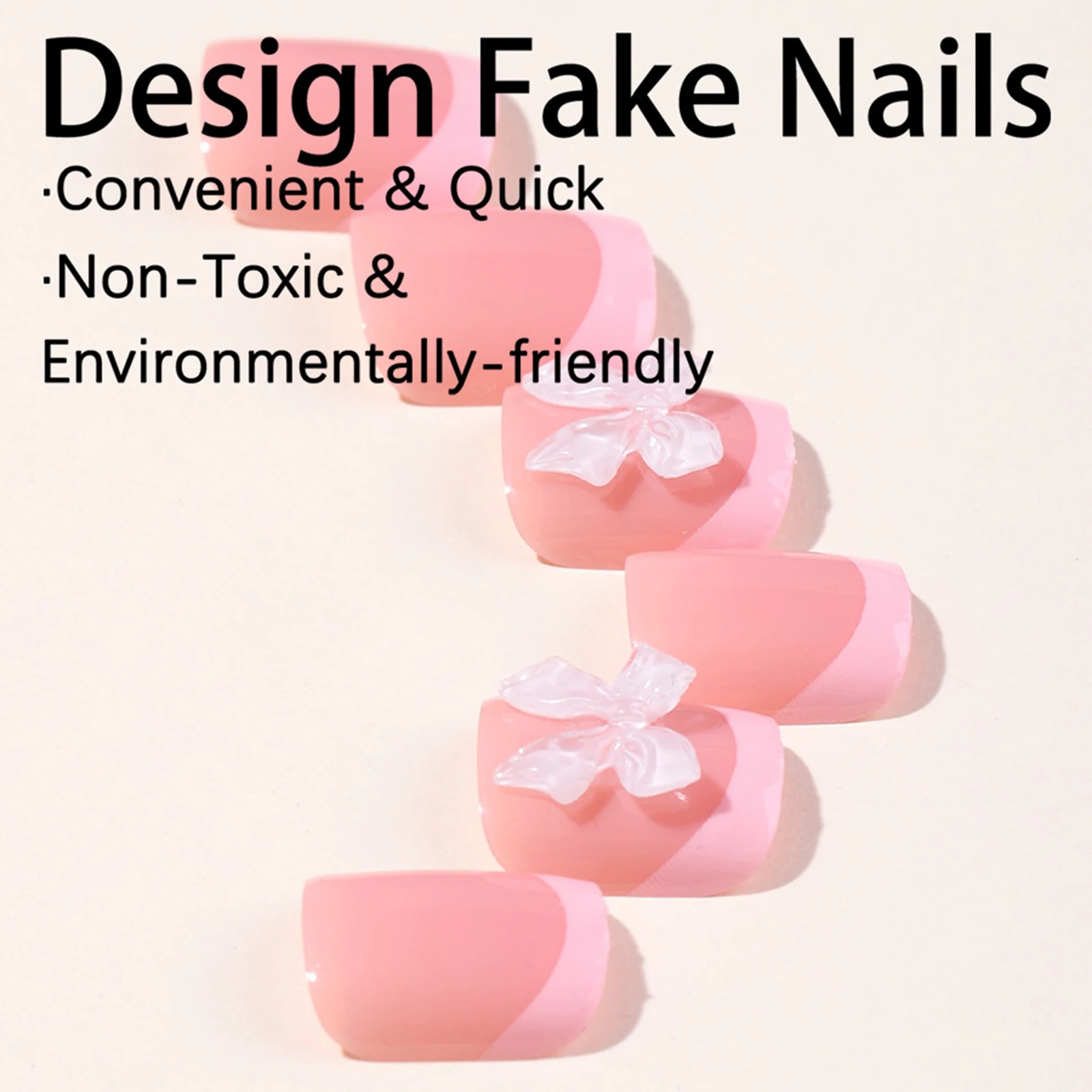 24pcs Light Pink Fake Toenails Short y2k Nails Press On Acyrlic Nails Pink French False Nails Full Cover Square Artificial Nails