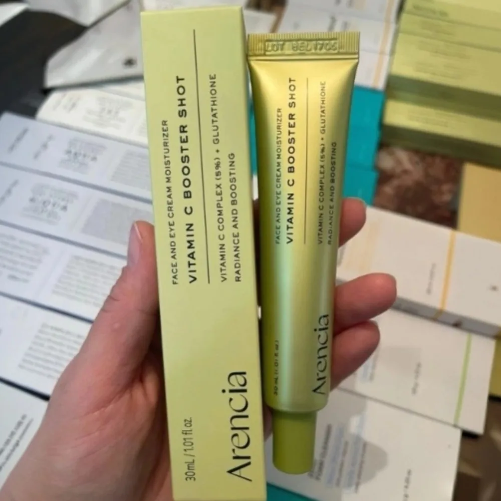 Crema Facial y Contorno de Ojos Arencia con Vitamina C y Glutatión, 30 ml, Iluminadora, Reafirmante, Hidratante, Día y Noche