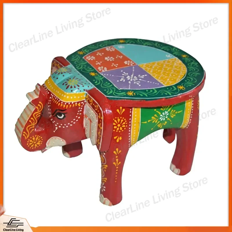 Handmade Eco Friendly Wooden Round Simple Design Multi Functional Footstool for Living Room Home Decoration Stool 05