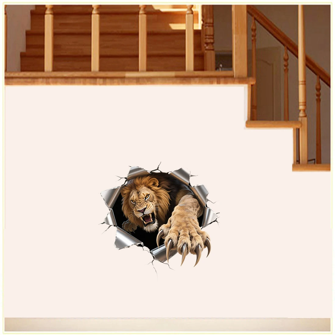 Three Ratels CAA35 Fierce lion Broken hole wall stickers for home decoration Personalized car decals
