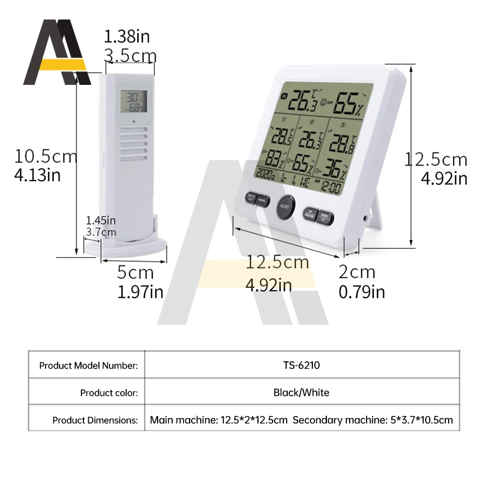 Weather Station Indoor/Outdoor Wireless Sensors Digital Thermometer Hygrometer with 3 Remote Sensors LED LCD Display Thermometer