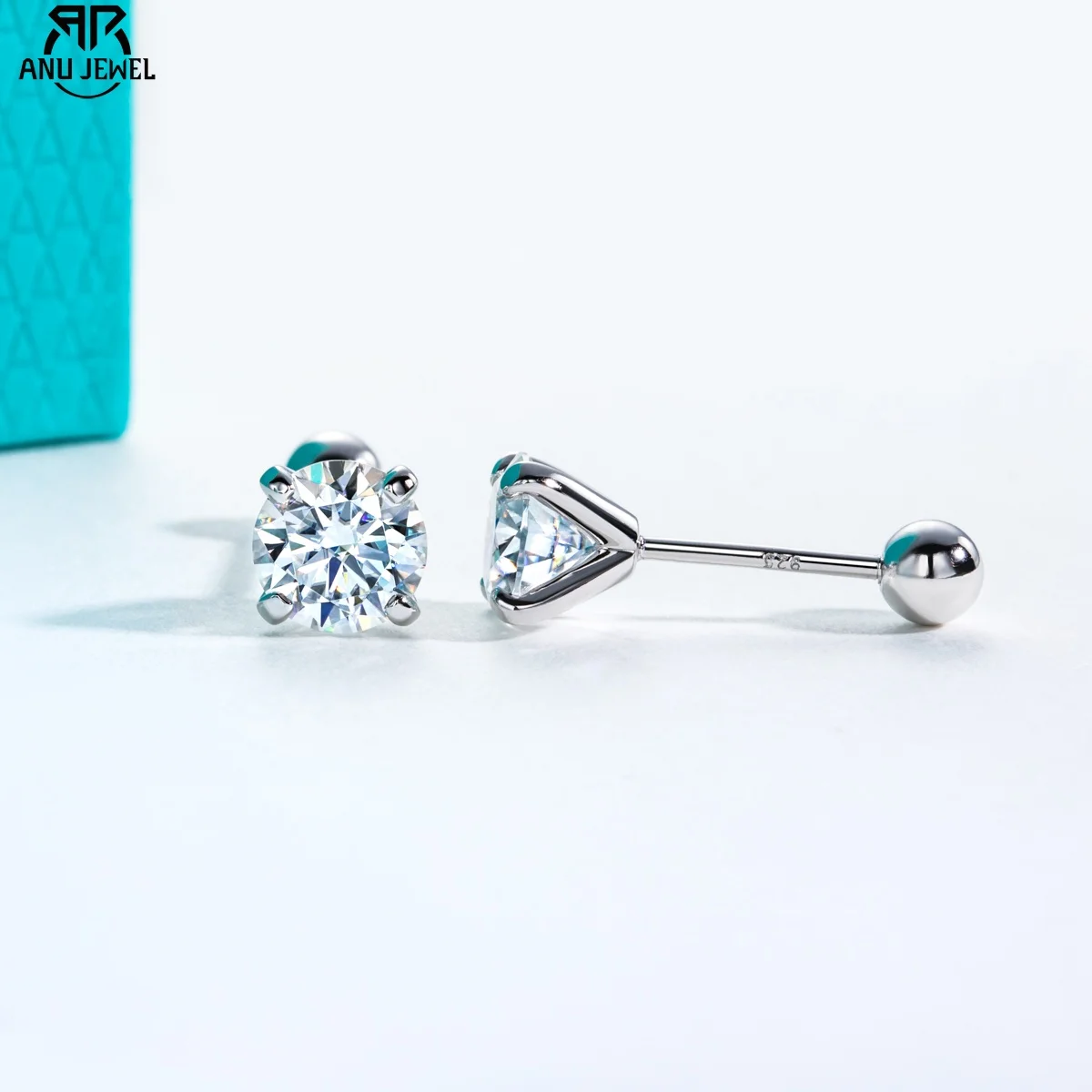 

AnuJewel 1ct D Color Moissanite Classic Earring 925 Sterling Silver 18K Plated Stud Earrings for Woman Fine Jewelry Wholesale