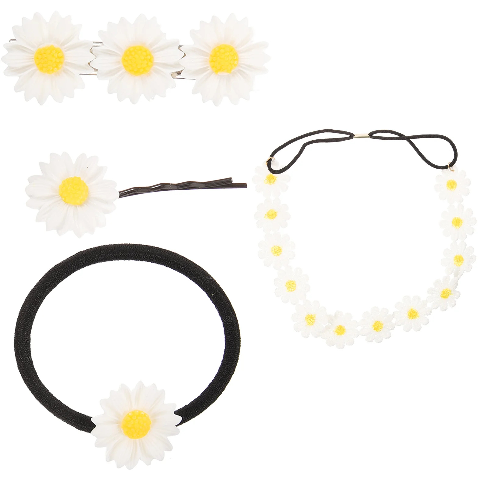 4 Pcs Floral Headband Wedding Hair Accessories Daisy Crowns for Women Flower Headpiece Bands Holiday Headgear