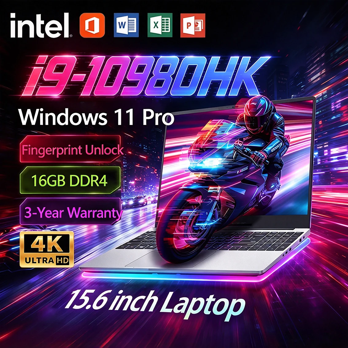 Intel Core I9 10980HK Laptop 15.6 inch Windows11 Pro Office Gaming Computer 16GB RAM 1TB 2TB SSD Fingerprint UnIock Laptops