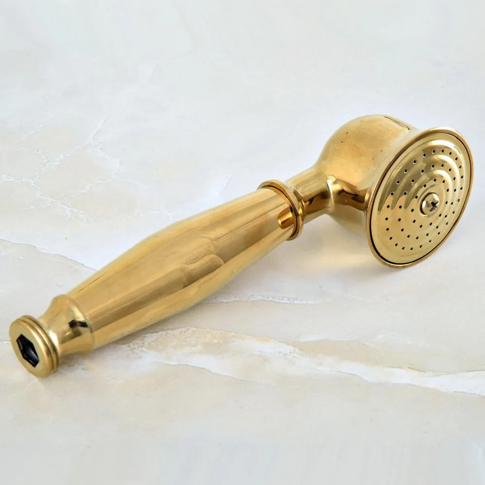 Luxury Gold Brass Telephone Style Bathroom Shower Head Water Saving Hand Held Shower Head Spray  Lhh052