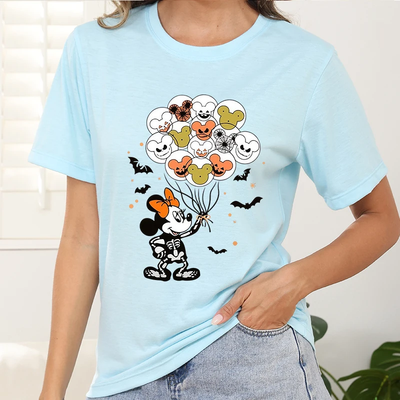 

Short Sleeve Tops Black t-Shirt Women Y2k Custom Plus Size Halloween Party Clothes Clothing Tees Cartoon Female Disney Printed