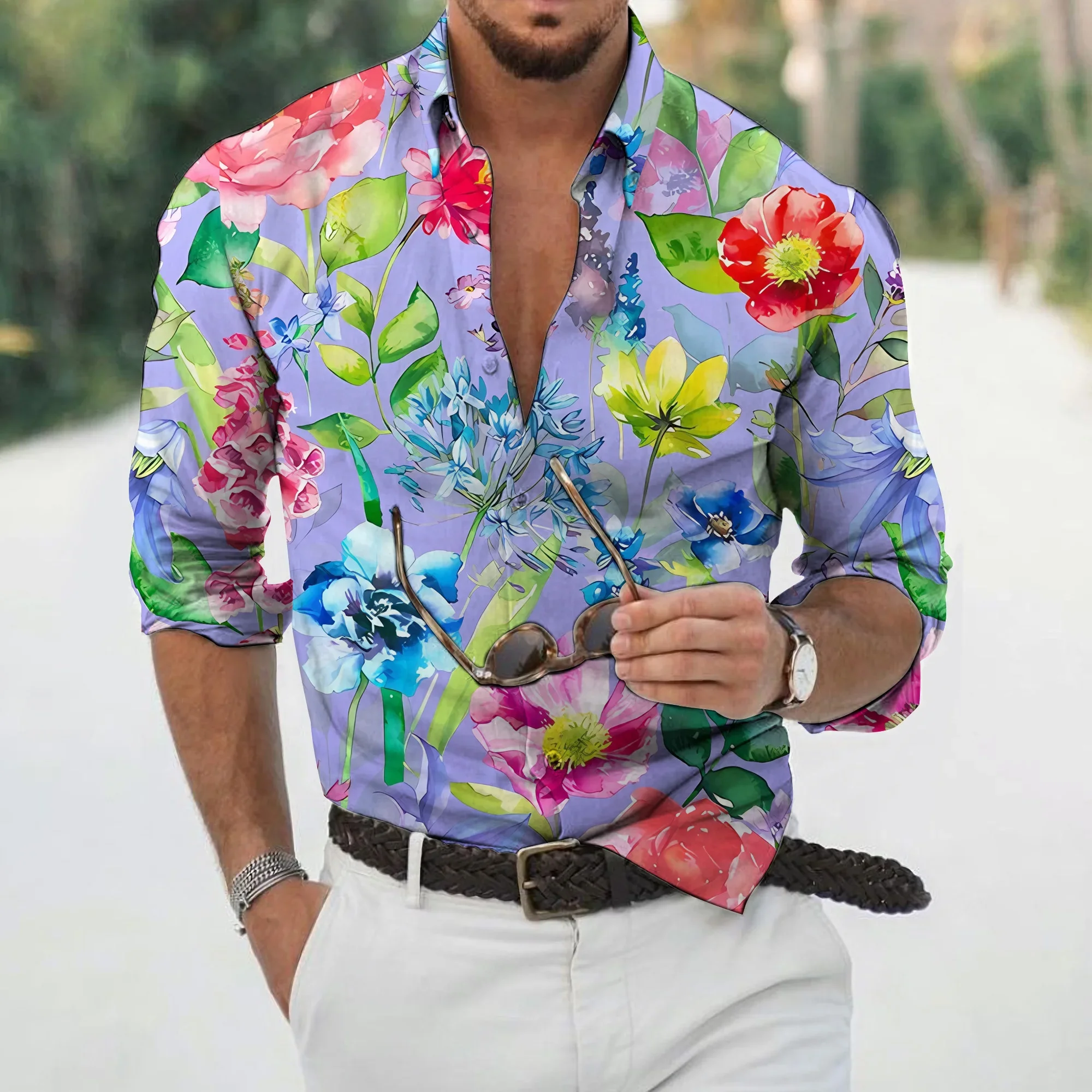 2023 Autumn Hawaiian Floral Shirts For Men 3d Beach Holiday Long Sleeve Oversized 3xl Tops Tees Shirt Man Tropical Luxury Camisa