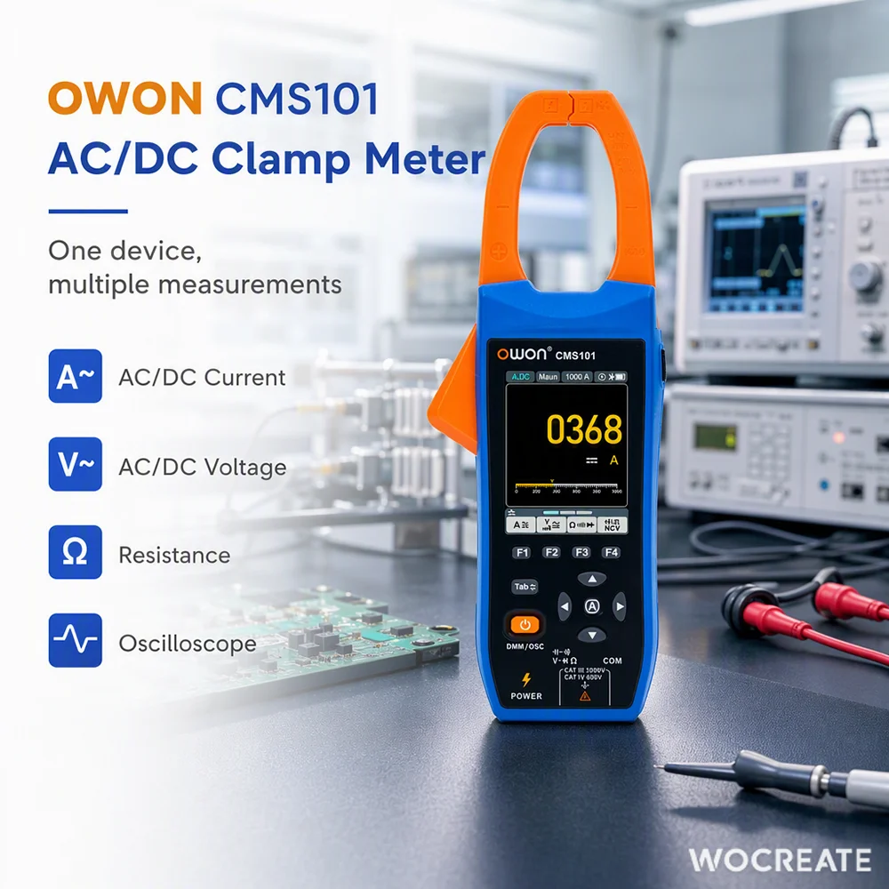 OWON CMS101 Slimme Digitale Klemmeter Oscilloscoop Recorder 1000A True RMS Multimeter BLE APP Besturing Golfvormweergave