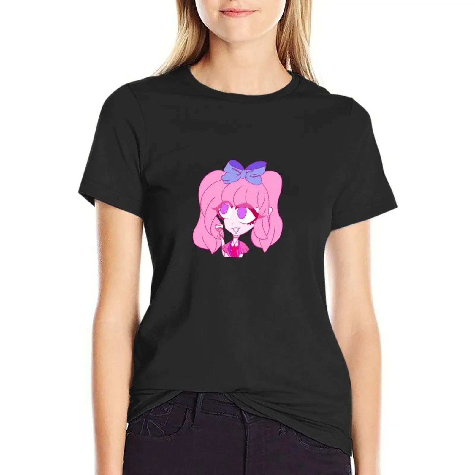 

Cute Pink Pastel Cartoon Anime Girl T-Shirt summer top new edition female t-shirt dress for Women sexy