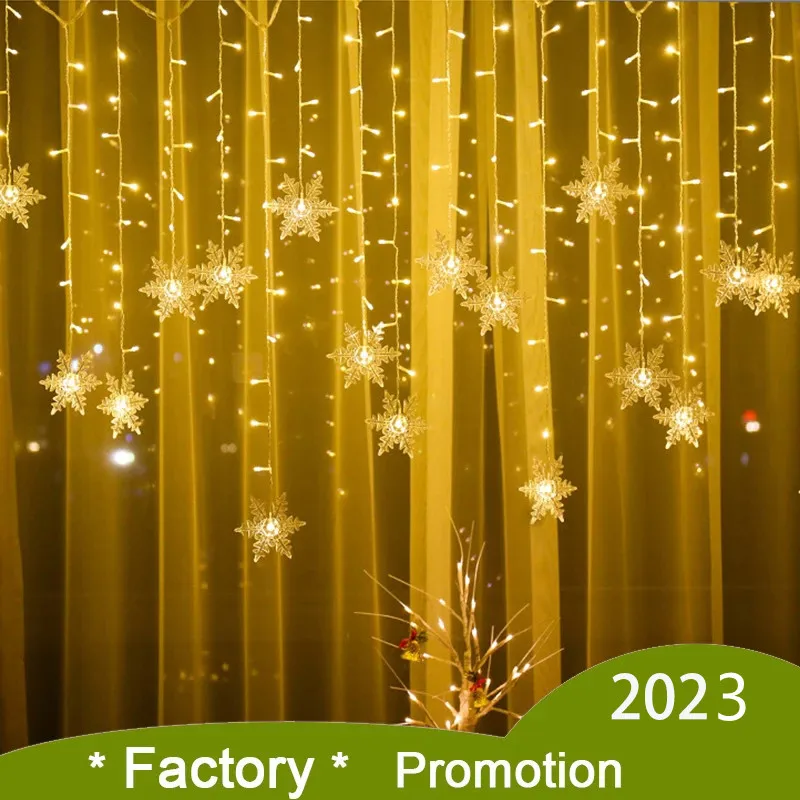 

Tirvose 3.5M Christmas LED Snowflakes String Lights Flashing Wave Curtain Lights Waterproof Holiday Party New Year Fairy Lights