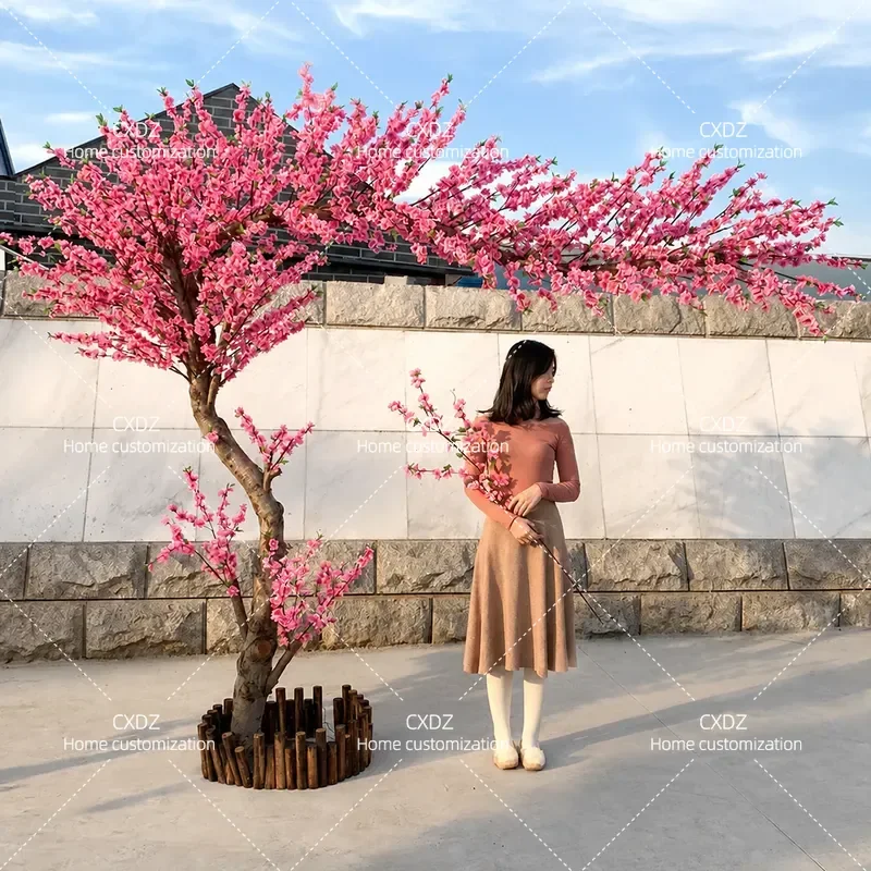 Artificial Peach Blossom Tree Cherry Blossom Simulation Wishing Tree for Living Room Wedding New Year Home Interior