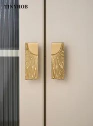 Unique Lines Satin Brass Handle Closet Wardrobe Door Cabinet Handle Drawer Bathroom Cabinet Handle Home Decor