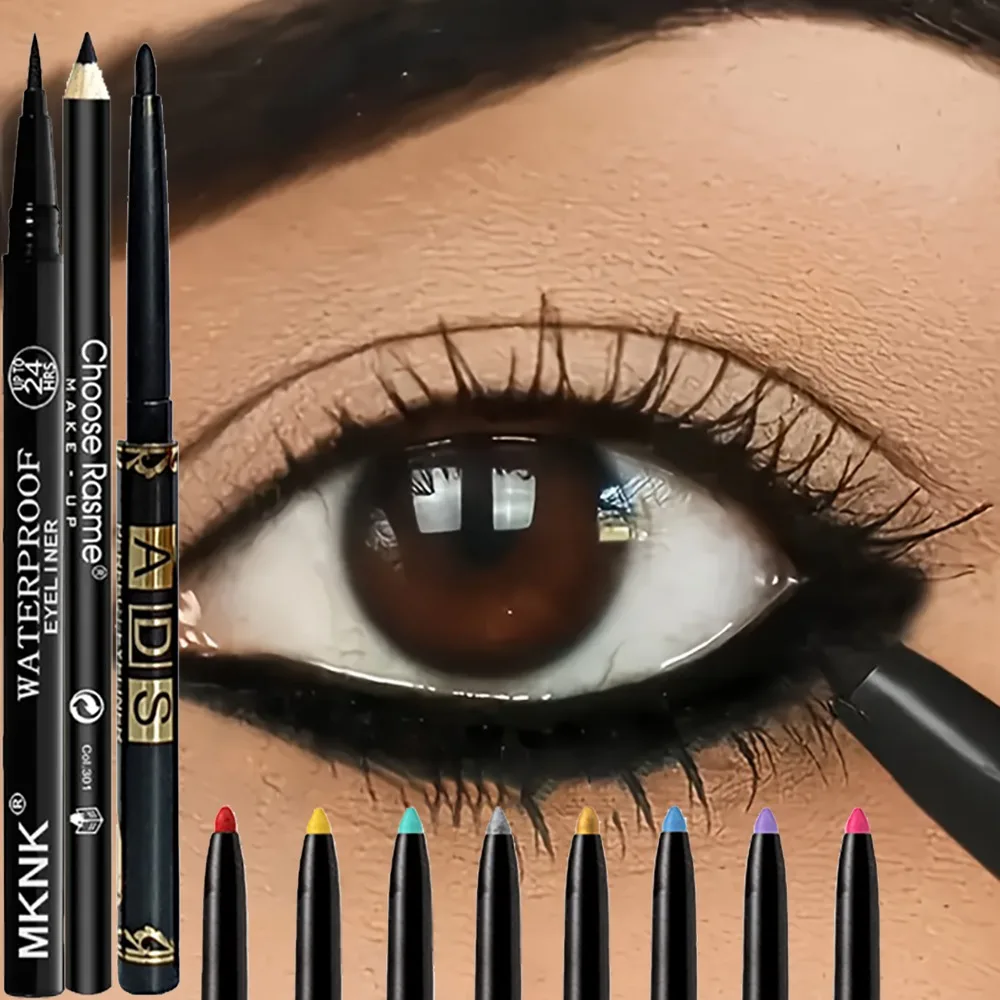 Lápiz delineador de ojos negro resistente al agua y al sudor, duradero, a prueba de manchas, para maquillaje de ojos atrevido, fórmula de fácil deslizamiento para Perfe, 3 uds.