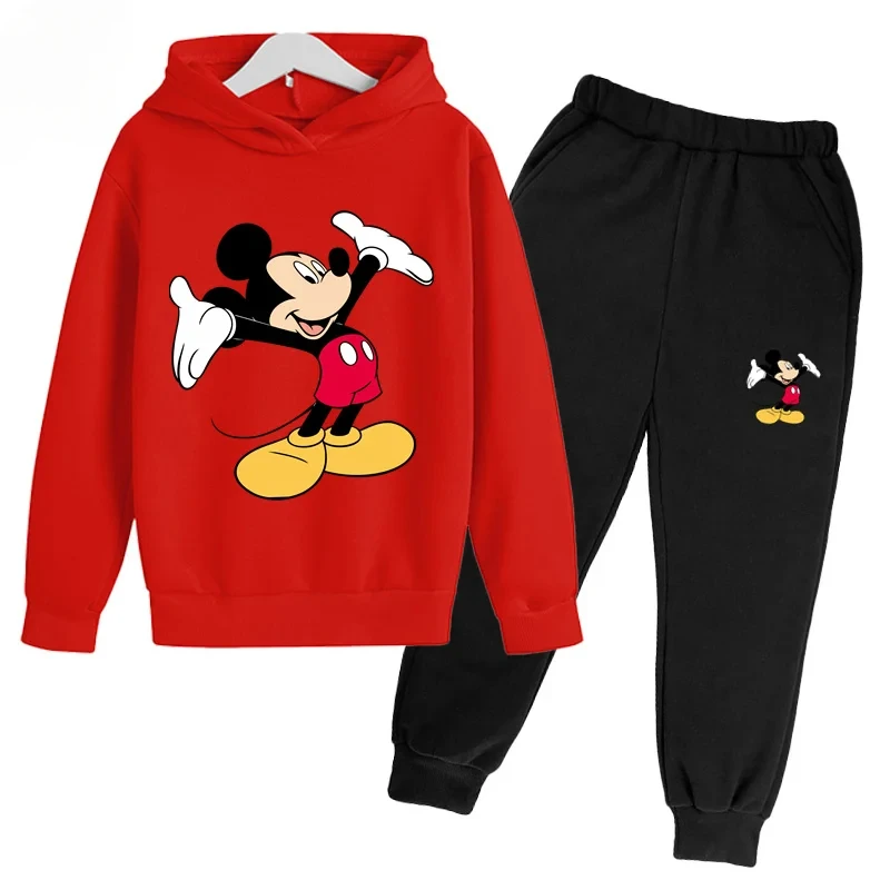 Disney Cartoon Children\'s Sports Hoodies Long Sleeve Pants for Boys and Girls Spring and Autmmer Fashion 2 Pieces Kids Clothes