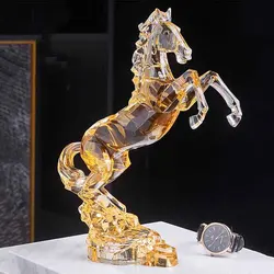 Nordic Room Decor Animal Horse Sculpture Ornaments Acrylic Crystal Horse Statue Office Wine Cabinet Tabletop Decoration Gifts