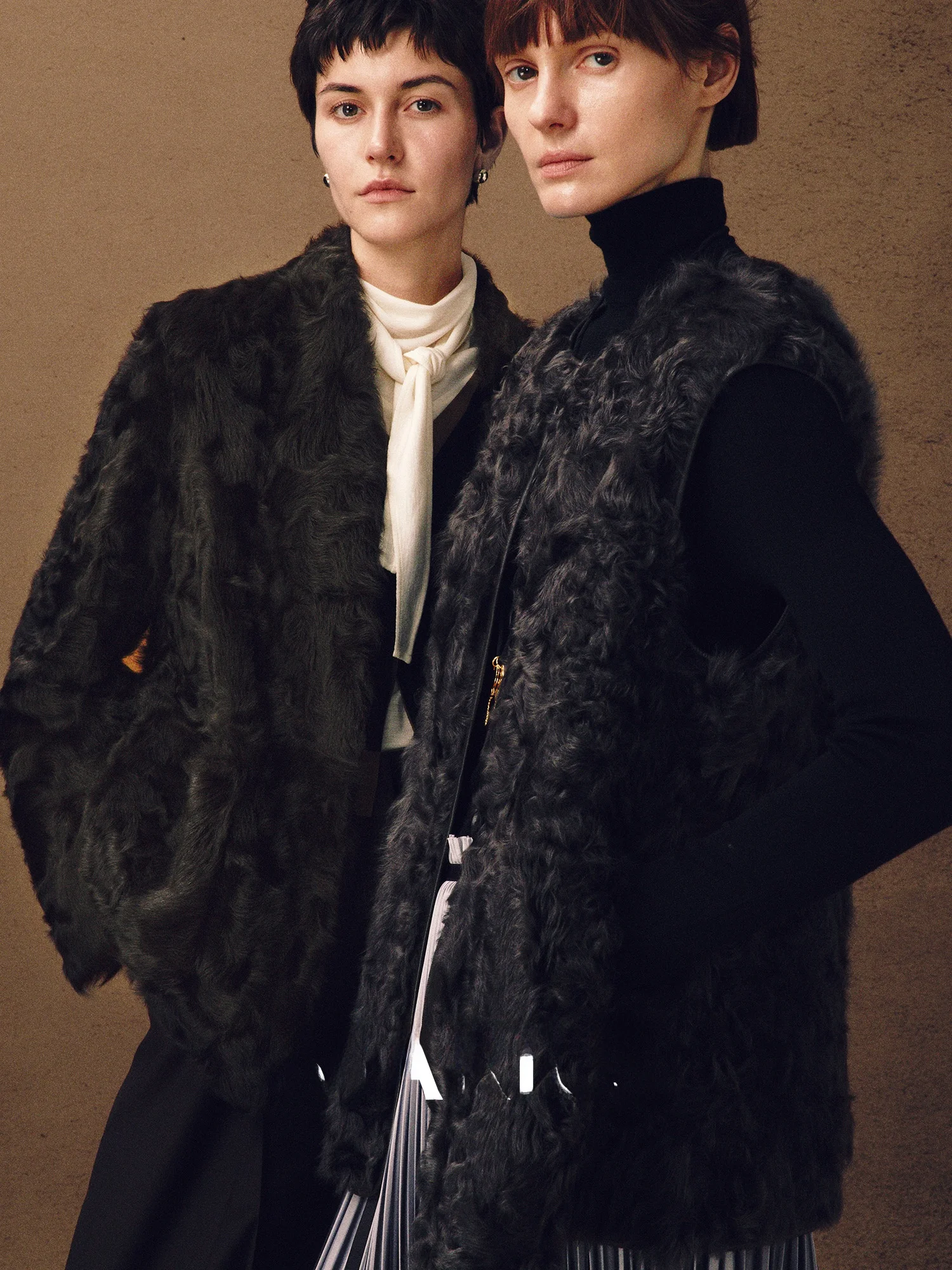 

MARIUS Double-Sided l Fur Jaet Loose Swan Collar Vest No Hat Casual Sle Long Sve ort Length for Middle-Aged Women